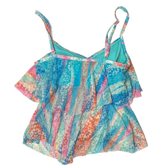 2/$15 Beach House Portia Tiered Mesh Tankini Swim Top Padded Shelf Bra Size 6 - Picture 6 of 10